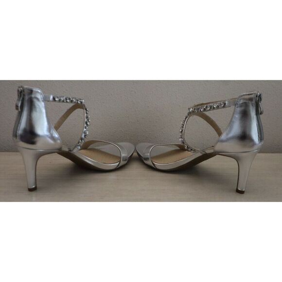 LifeStride Women's Sz 8.5M Silver Metal Memories Faux Leather Strappy Heels - Picture 7 of 7
